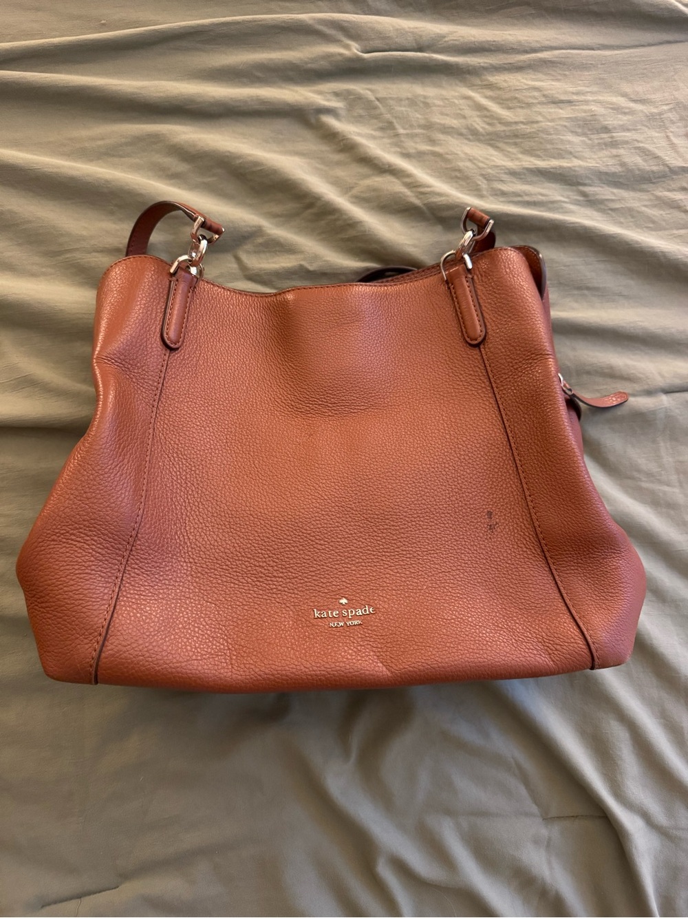 kate spade Pebbled Leather Shoulder Bag in Rust